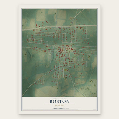 Boston, Georgia map print, the full design