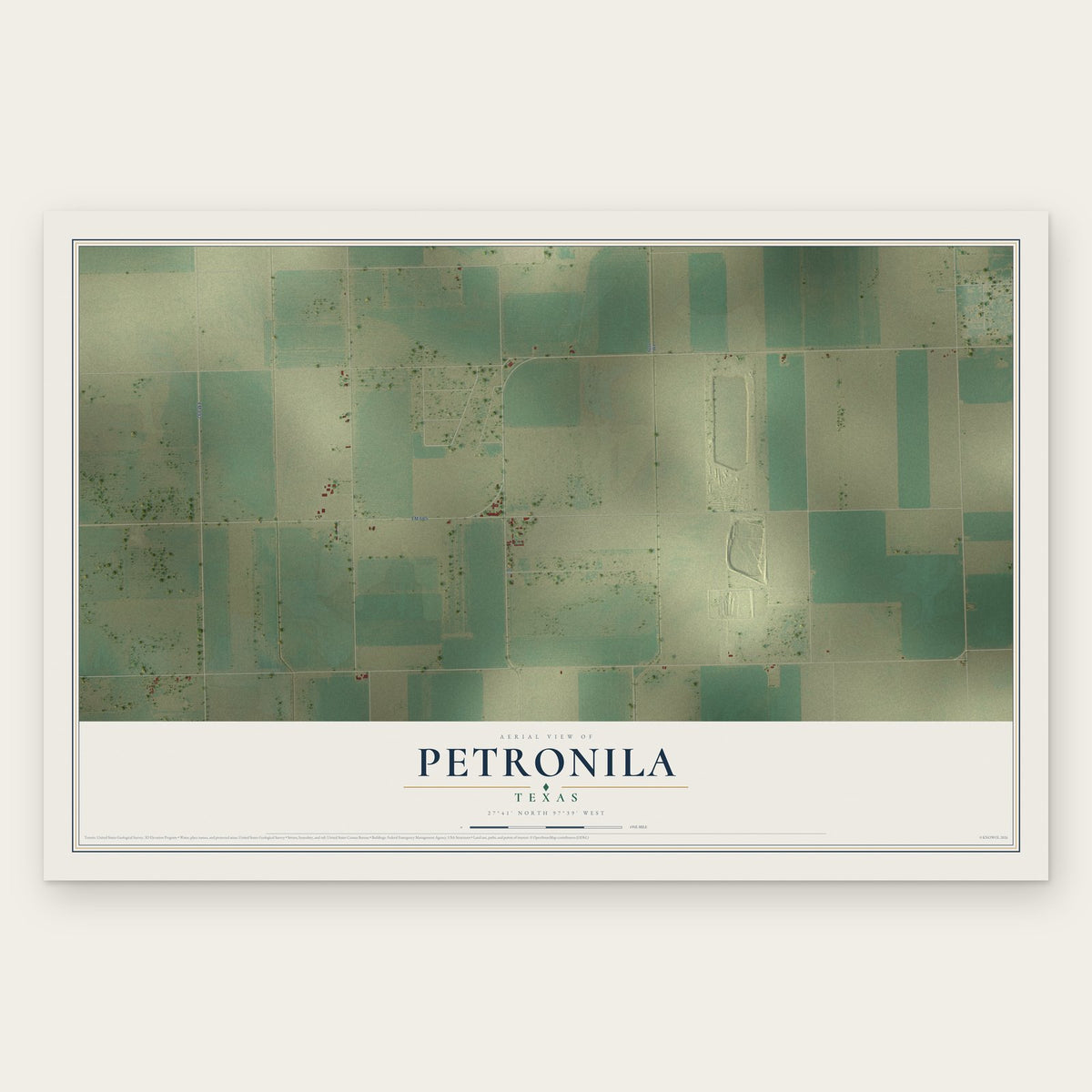 Petronila, Texas map print, the full design