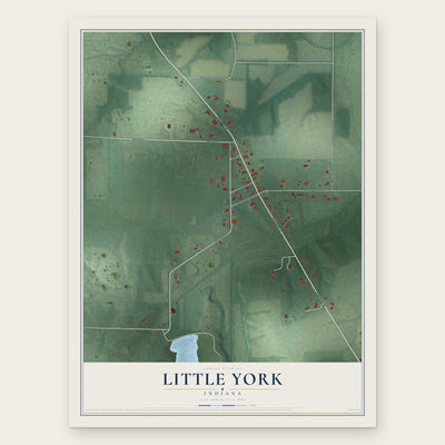 Little York, Indiana map print, the full design