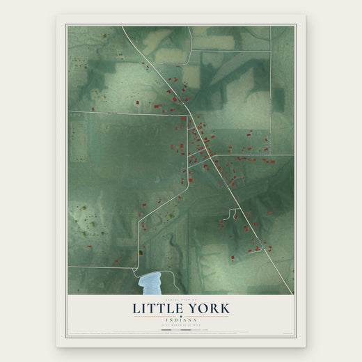Little York, Indiana map print, the full design