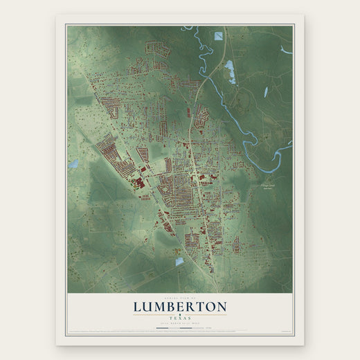 Lumberton, Texas map print, the full design