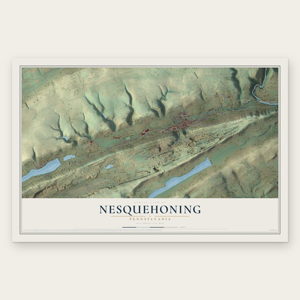 Nesquehoning, Pennsylvania map print, the full design