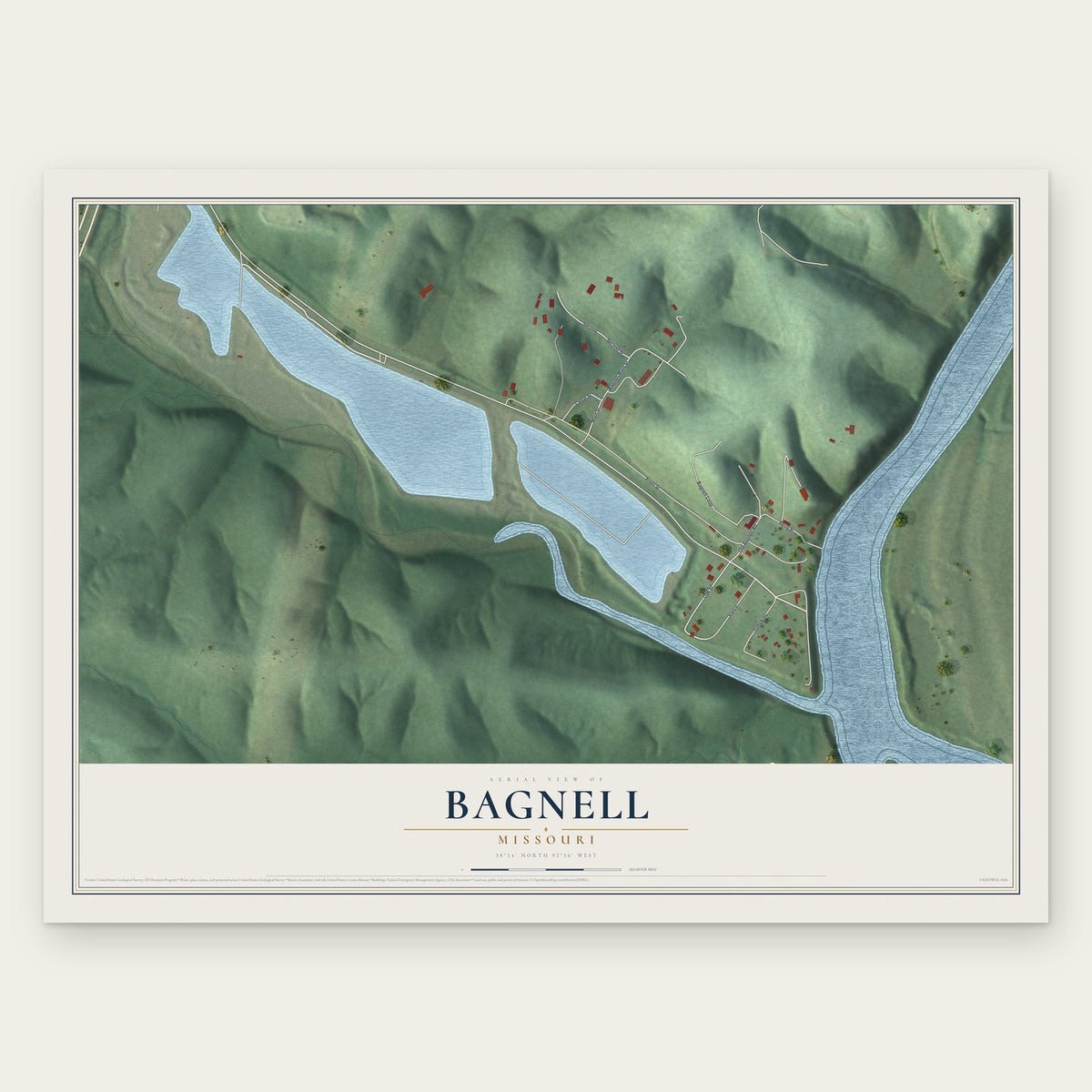 Bagnell, Missouri map print, the full design