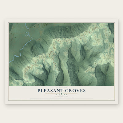 Pleasant Groves, Alabama map print, the full design