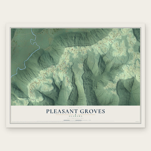 Pleasant Groves, Alabama map print, the full design