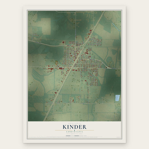 Kinder, Louisiana map print, the full design