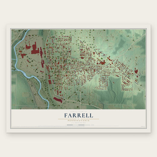 Farrell, Pennsylvania map print, the full design