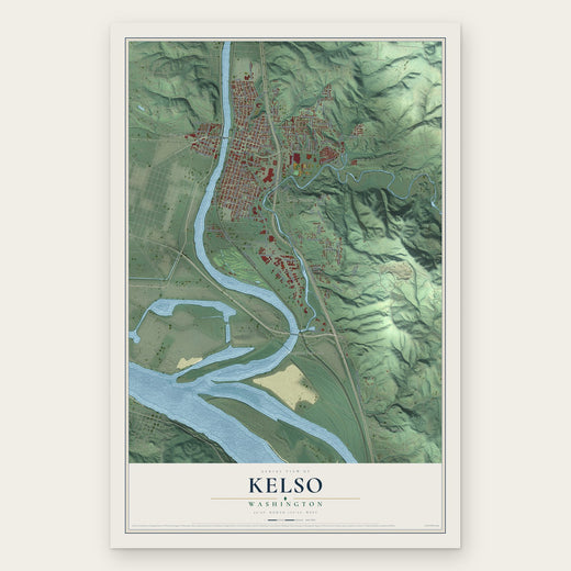 Kelso, Washington map print, the full design