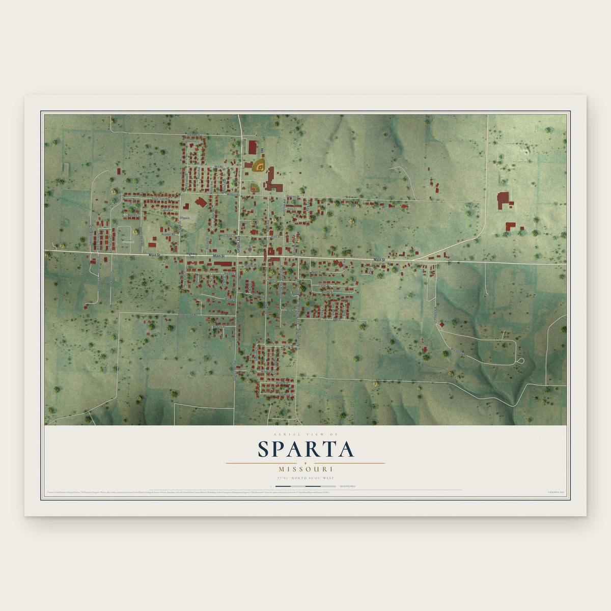 Sparta, Missouri map print, the full design