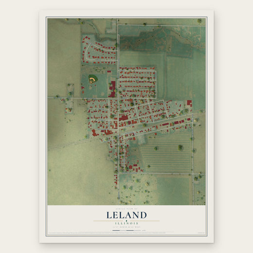 Leland, Illinois map print, the full design