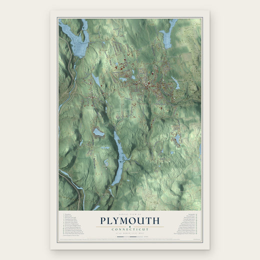 Plymouth, Connecticut map print, the full design