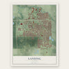 Lansing, Illinois map print, the full design