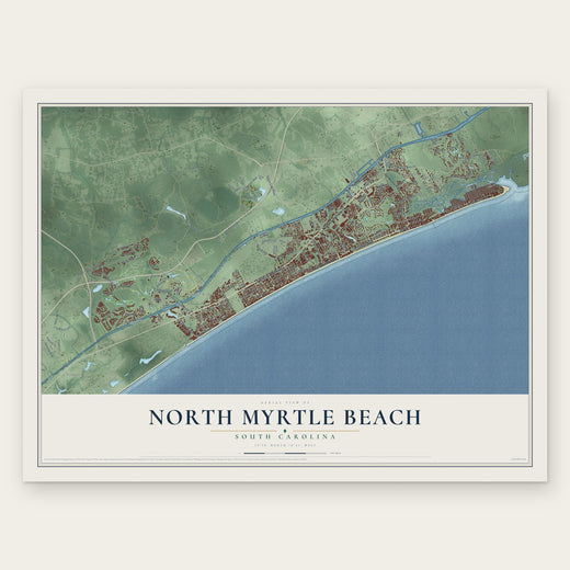 North Myrtle Beach, South Carolina map print, the full design