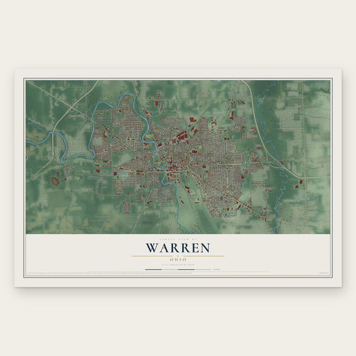 Warren, Ohio map print, the full design