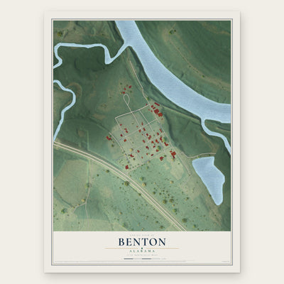 Benton, Alabama map print, the full design