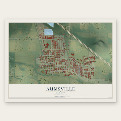 Aumsville, Oregon map print, the full design