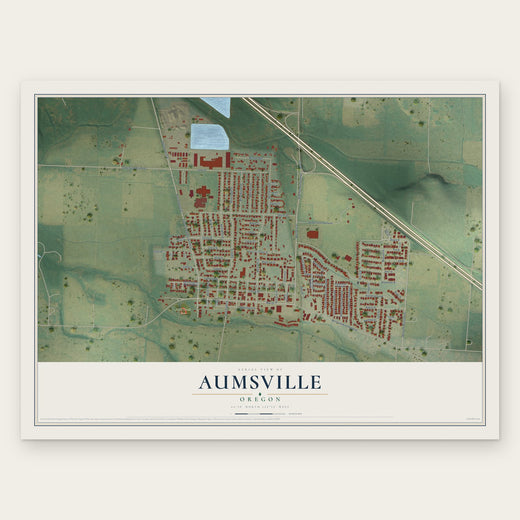 Aumsville, Oregon map print, the full design