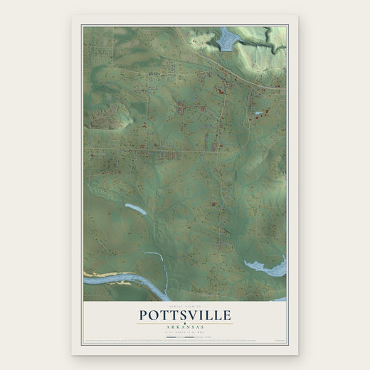 Pottsville, Arkansas map print, the full design