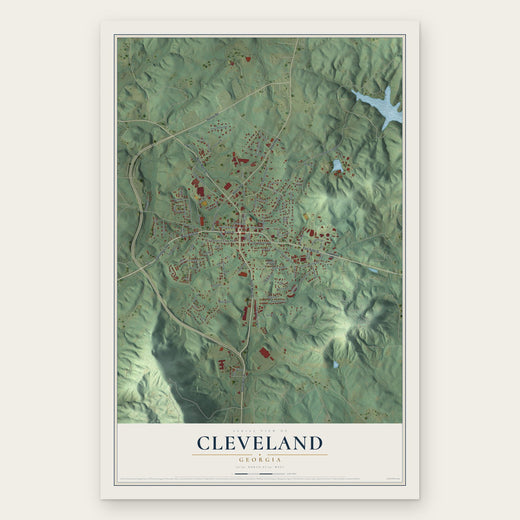 Cleveland, Georgia map print, the full design