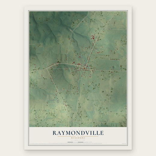 Raymondville, Missouri map print, the full design