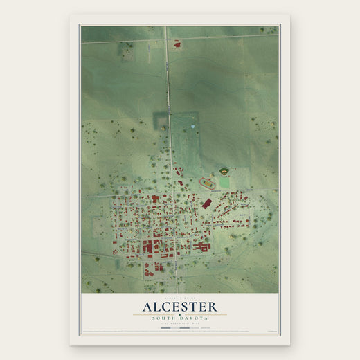 Alcester, South Dakota map print, the full design