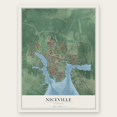 Niceville, Florida map print, the full design