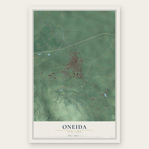 Oneida, New York map print, the full design