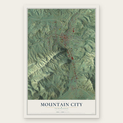 Mountain City, Tennessee map print, the full design