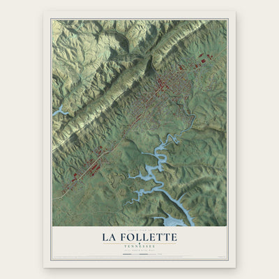 La Follette, Tennessee map print, the full design