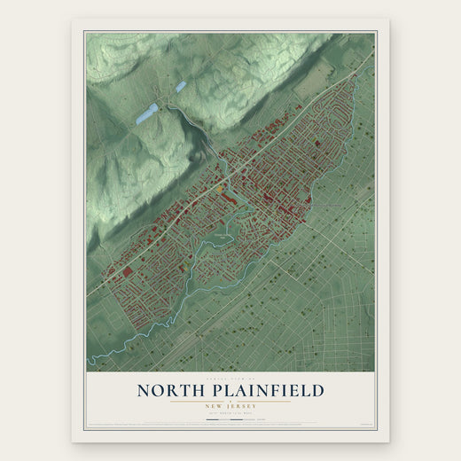 North Plainfield, New Jersey map print, the full design