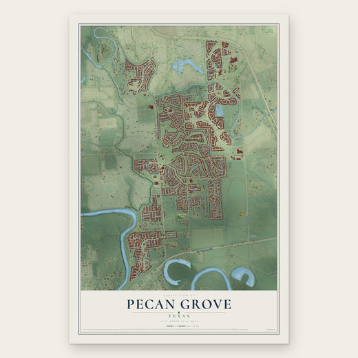 Pecan Grove, Texas map print, the full design