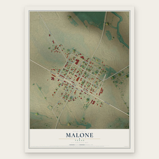 Malone, Texas map print, the full design