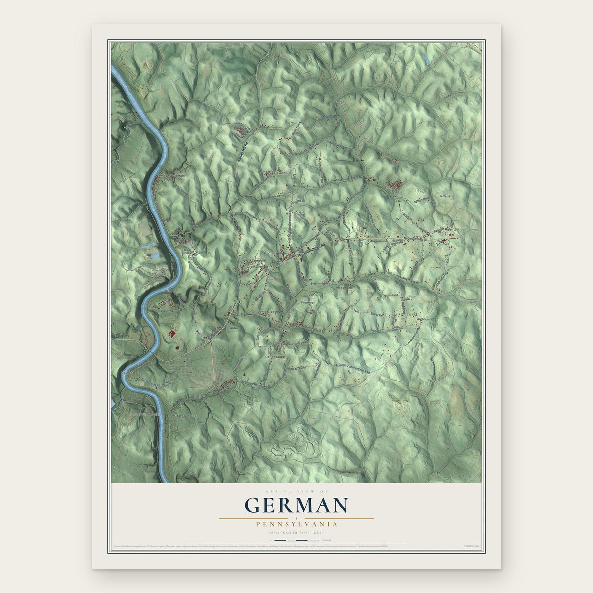 German, Pennsylvania map print, the full design