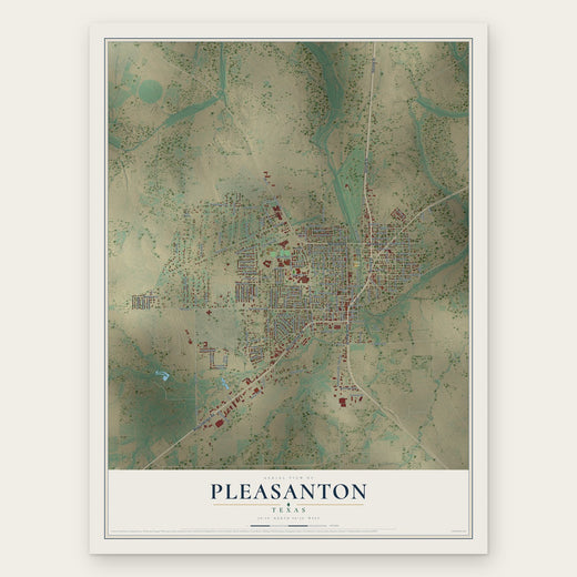 Pleasanton, Texas map print, the full design