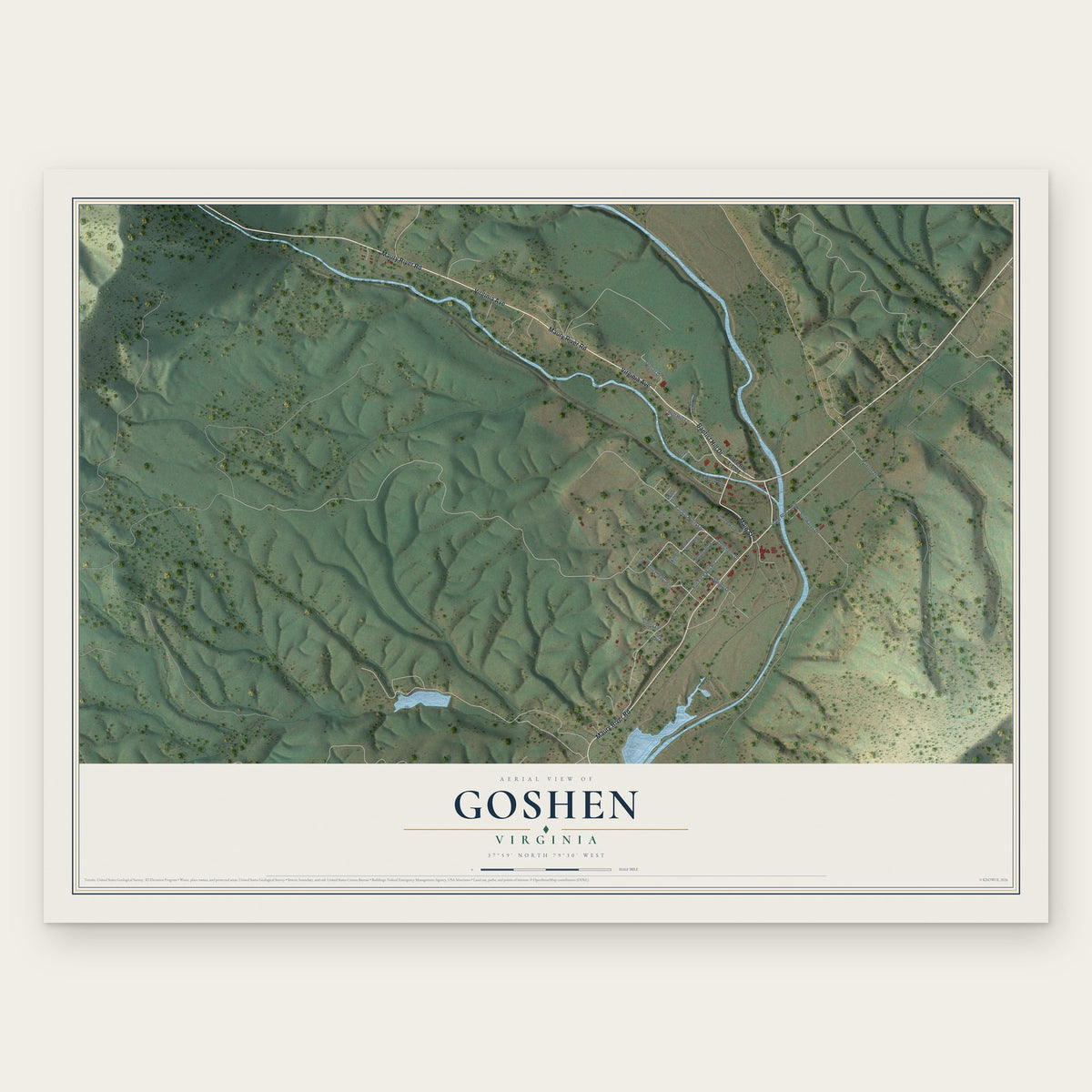 Goshen, Virginia map print, the full design