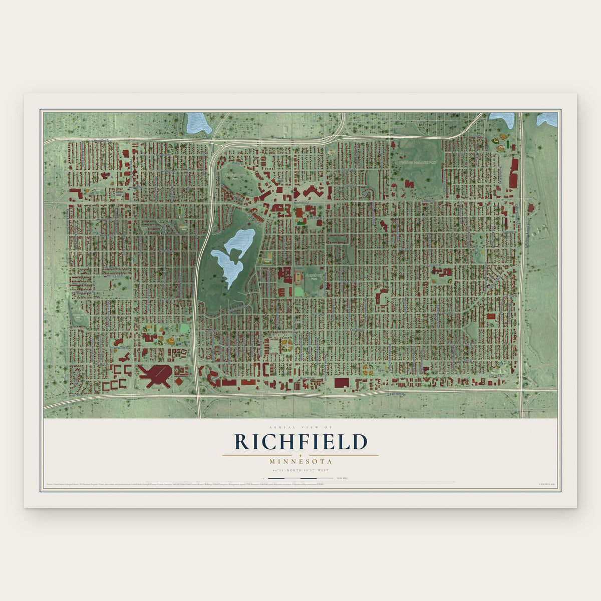 Richfield, Minnesota map print, the full design