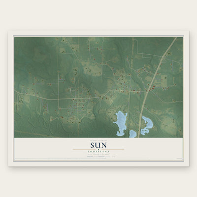 Sun, Louisiana map print, the full design