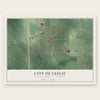 Leslie, Michigan map print, the full design