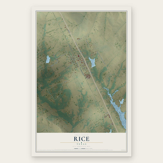 Rice, Texas map print, the full design