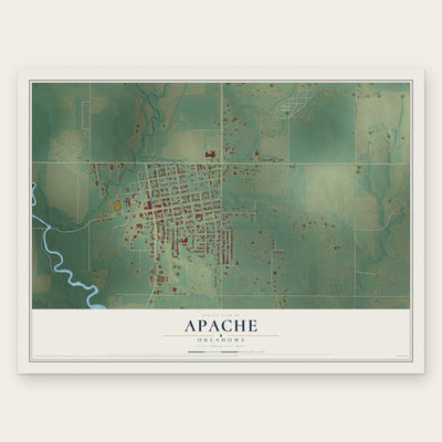 Apache, Oklahoma map print, the full design