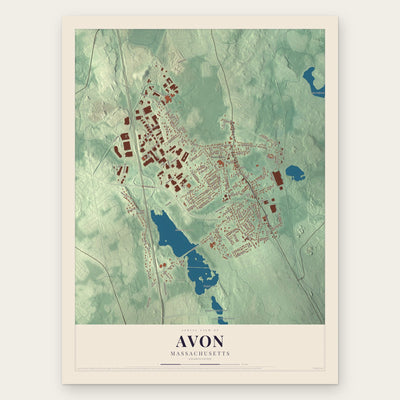 Avon, Massachusetts map print, the full design
