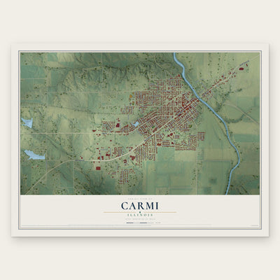 Carmi, Illinois map print, the full design