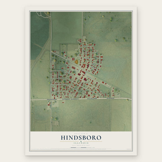 Hindsboro, Illinois map print, the full design