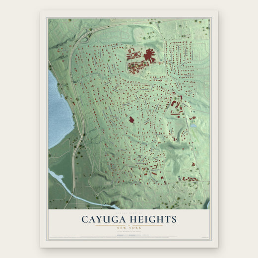 Cayuga Heights, New York map print, the full design