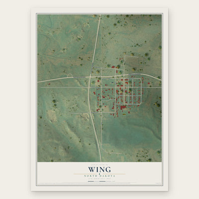 Wing, North Dakota map print, the full design