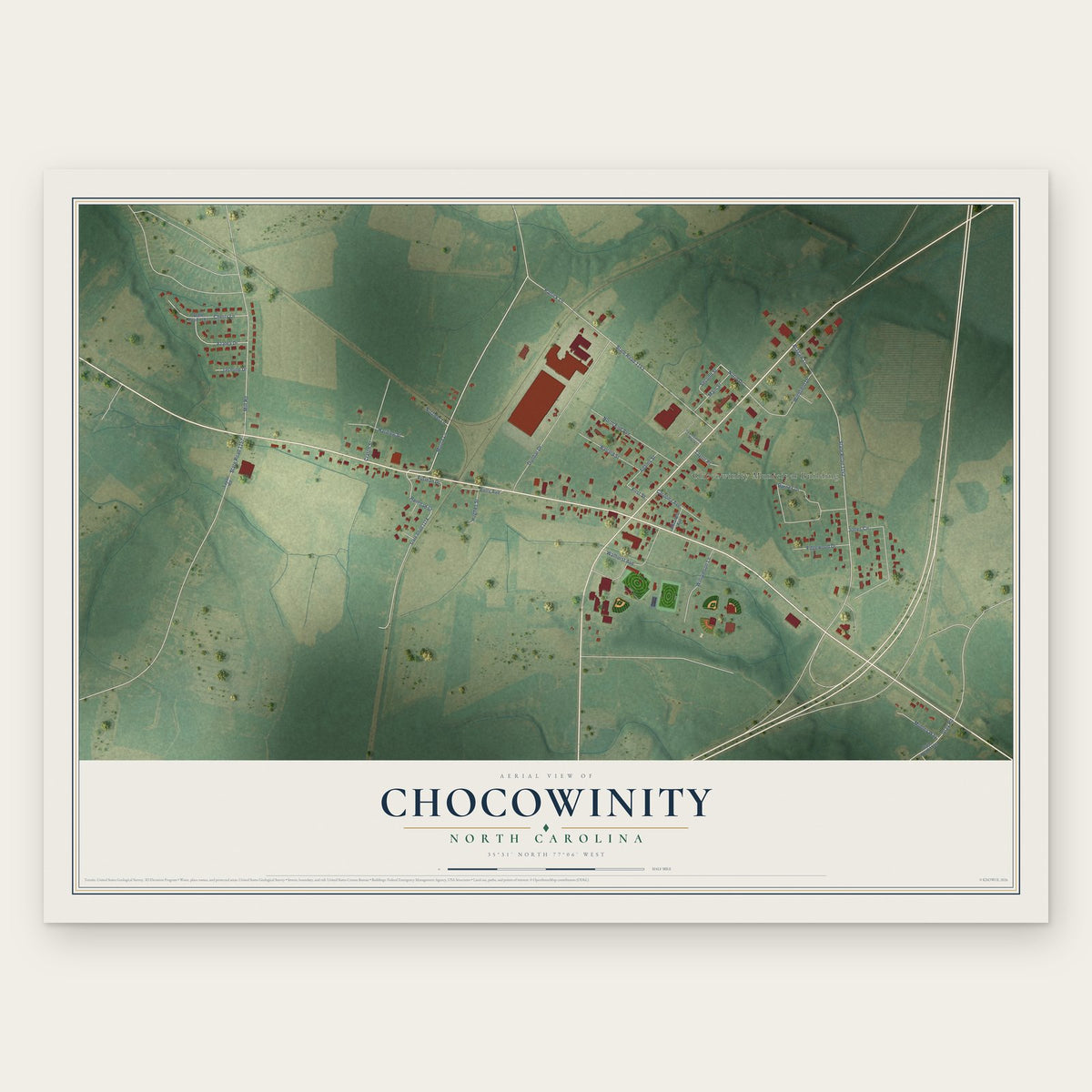 Chocowinity, North Carolina map print, the full design