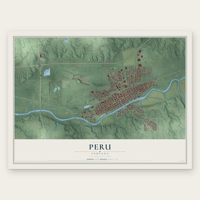 Peru, Indiana map print, the full design