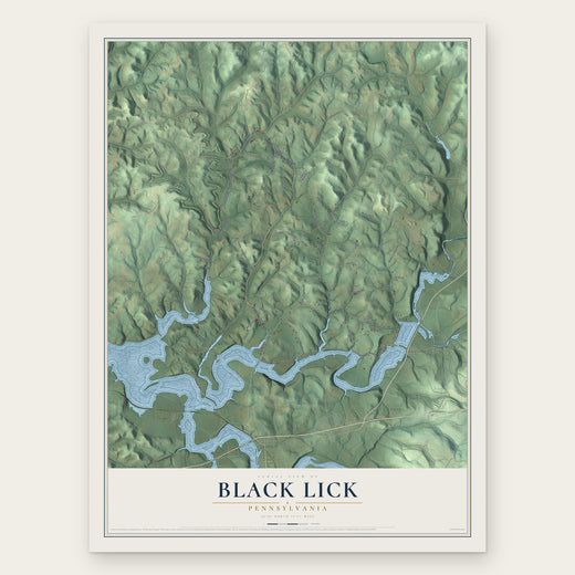Black Lick, Pennsylvania map print, the full design