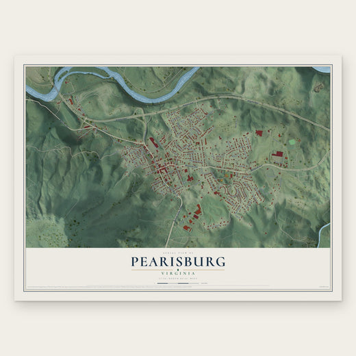 Pearisburg, Virginia map print, the full design
