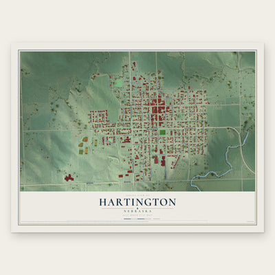 Hartington, Nebraska map print, the full design